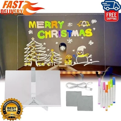 Placa de notas LED 7 cores acrílico apagamento a seco placa luz LED placa de desenho para crianças - Imagem 1 de 4