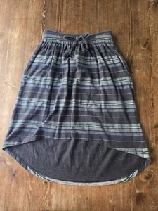 Tea Collection Blue and Gray Striped High-Low Skirt Size 7 Pockets - Picture 1 of 4
