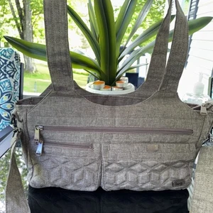 LUG STREETCAR GRAY RFID MULTI POCKETS SHOULDER BAG OVERNIGHT TOTE - Picture 1 of 16