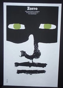 ZORRO Cuban Silkscreen Poster by Famed CUBA Artist Bachs For ALAIN DELON Movie - Picture 1 of 6
