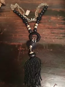 Chico’s NERITA TASSLE BLACK Necklace Jewelry NWT Discontinued - Picture 1 of 5