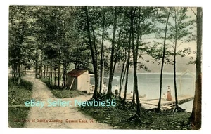 Deposit NY -DOCK AT SCOTTS ALNDING ON OQUAGA LAKE- Postcard Catskills - Picture 1 of 2