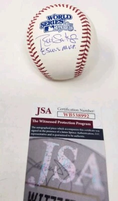 Bret Saberhagen AUTOGRAPHED SIGNED 1985 World Series MVP Baseball JSA Royals KC - Image 1 of 2