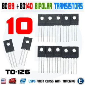 5pcs BD139 + 5pcs BD140 TO-126 Silicon NPN PNP Transistor Low Voltage 80V 1.5A - Picture 1 of 7