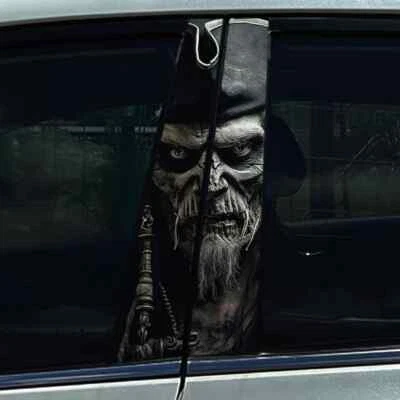 PIINKKY 2PCS Piratenkapitän Totenkopf Vinyl Auto Langlebig Aufkleber für B-Säulen