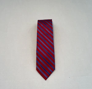 Haines & Bonner Tie One Size Red Men’s Blue Striped - Picture 1 of 3