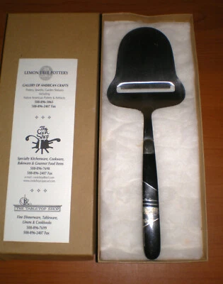 SANTA FE STONEWORKS Obsidian JET APACHE GOLD Inlaid Cheese Slicer Plane NEW 8.5" - Image 1 of 4