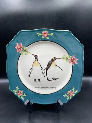 LOU ROTA FOR ANTHROPOLOGIE Anthropologie Lou Rota 12 Days of Christmas 11 Penguins Piping 9” Plate New