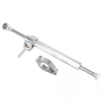 Linear Reversed Safe Control Silver CNC Steering Damper Motorcycle Stabilizer - Image 1 of 4