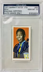 Brazil Cosmos Pele Signed 1971 Barratt & Co. Card #30 PSA/DNA GEM MT 10 - Picture 1 of 2