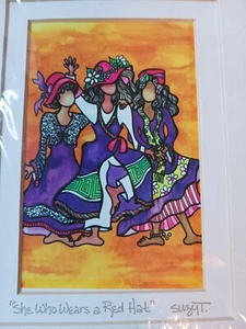 Signed Suzy Toronto She Who Wears A Red Hat Art Print - Picture 1 of 4