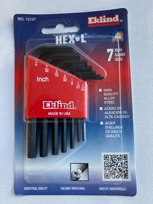 EKLIND HEX L ALLOY STEEL SEVEN KEY INCH SET,  NEW in PACKAGE with FREE SHIPPING! - Image 1 of 4