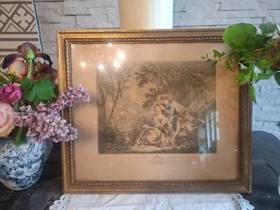 gravure ancienne encadrée les charmes du printemps a Me de POMPADOUR ... - Photo 1/4