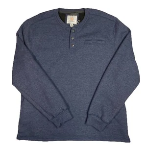 Suéter Pullover Cloudveil Sherpa Forrado 1/4 Snap Waffle Tejido Henley Azul XXL - Imagen 1 de 8