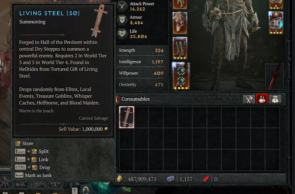 Diablo 4 Temporada 10 NUEVA TEMPORADA 500x Living Steel Vessel of Hatred