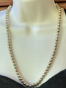 Sterling Silver 24" 7.5mm Ball Bead Beaded Necklace 47.5 grams - Picture 1 of 7