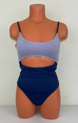 Traje de baño de una pieza BCBGeneration para mujer color bloque corte azul marino talla pequeña Foto 1 de 4