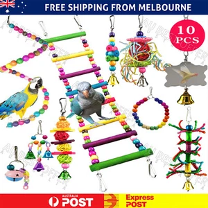 10X Parrot Hanging Swing Bird Toy Harness Cage Ladder Parakeet AU - Picture 1 of 11