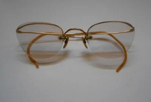 Antique American Optical Rimless Wire Eyeglasses 1/10 12K Gold Filled Vintage - Picture 1 of 4