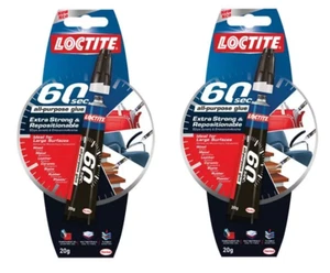 Loctite All Purpose 60 Seconds Super Glue Re-Positionable Extra Strong 20g 2 x - Picture 1 of 1