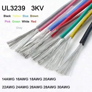 UL3239 Flexible Silicone Cable Wire 14AWG - 30AWG Tinned Copper 9-Colors 3KV - Picture 1 of 6