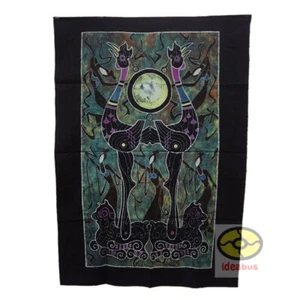 Folk Art Decor Wall Hanging Batik Tapestry Curtain - Cocks Drum Dance 49"x35" - Picture 1 of 6