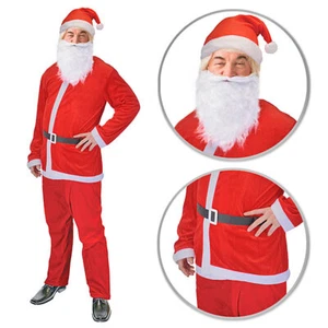 5 tlg Weihnachtsmannkostüm Bart Nkiolaus Kostüm Weihnachtmannbart Weihnachten - Bild 1 von 3