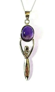 Collana con ciondolo a forma di dea ametista, catena da 45,7 cm, tutto in... - Foto 1 di 12