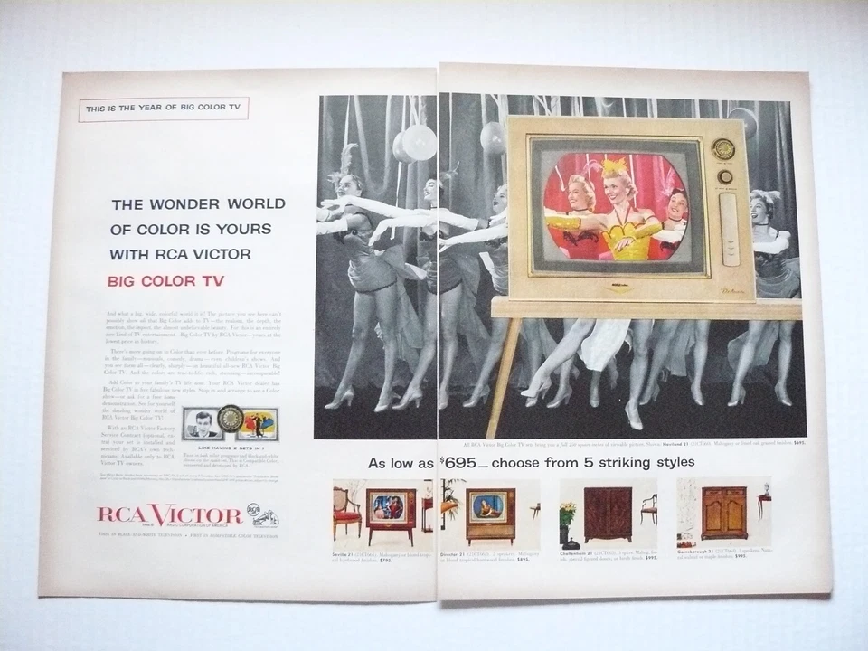 RCA Victor Television Haviland 1956 21 colores TV anuncio impreso vintage de 2 páginas Foto 1 de 1