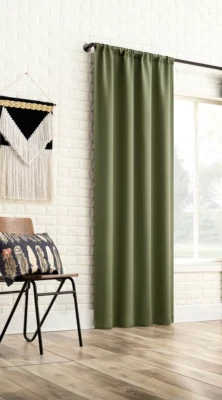 Panel Cortina Blackout Verde Oliva 40" x 84" Pestaña Trasera Ligero Foto 1 de 4