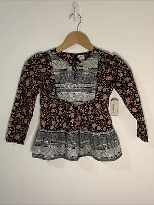 Top Arizona Jean Co con Volantes Negro Estampado Floral Manga Larga Grande 6 Foto 1 de 4