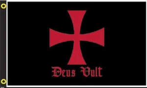 Knight Templar Deus Vult "GODS WILL" 3'X5' Flag Rough Tex® 100D GROMMETS - Picture 1 of 2