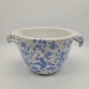 Bennington Vermont Potters 1880 Morning Glory Blue Batter Bowl Pour Spout 24oz - Picture 1 of 10