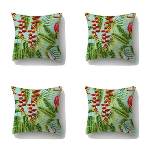 Set of 4 Tropical Plant Indoor/Outdoor Throw Pillow Covers 18x18 Florida - Picture 1 of 3