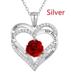 Collar I Love You Corazón Rosa Mujer Damas Joyería Regalo - Imagen 1 de 1
