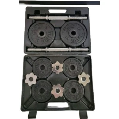 Juego de mancuernas ajustables York 40 libras placa pesas barra con estuche Foto 1 de 4