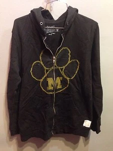 $77 Nueva marca retro Michigan University Graphic Paw Black Zip Up Hoodie L / XL - Imagen 1 de 2