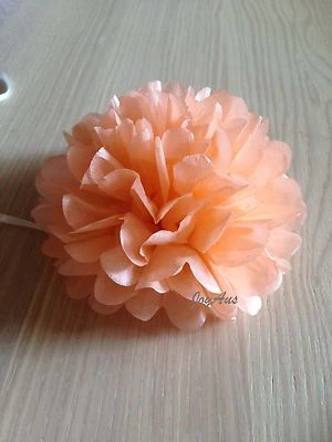 Guirlanda 20x 13cm papel pêssego pom pom flores 1º aniversário casamento chá de bebê - Imagem 1 de 4