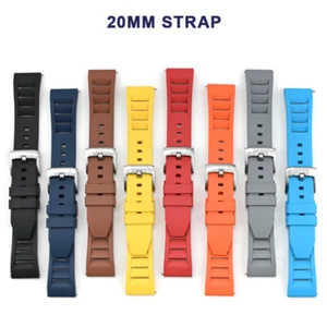 Correa de reloj FKM de liberación rápida de goma de 20 mm de repuesto cabeza plana universal - Imagen 1 de 20