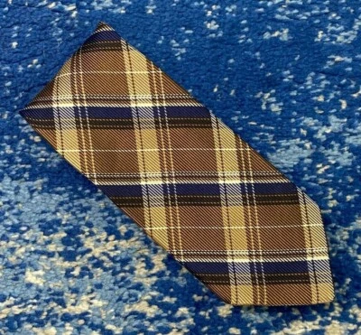 Corbata larga Paul Fredrick negra azul blanca plata bronce sesgada seda a cuadros Italia Foto 1 de 4