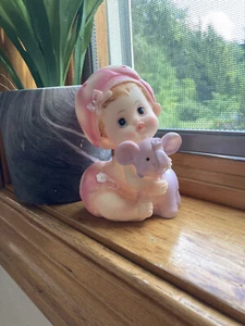 Pink Baby And Purple Elephant Garden And Home Decor Statues And Figurines - Picture 1 of 5