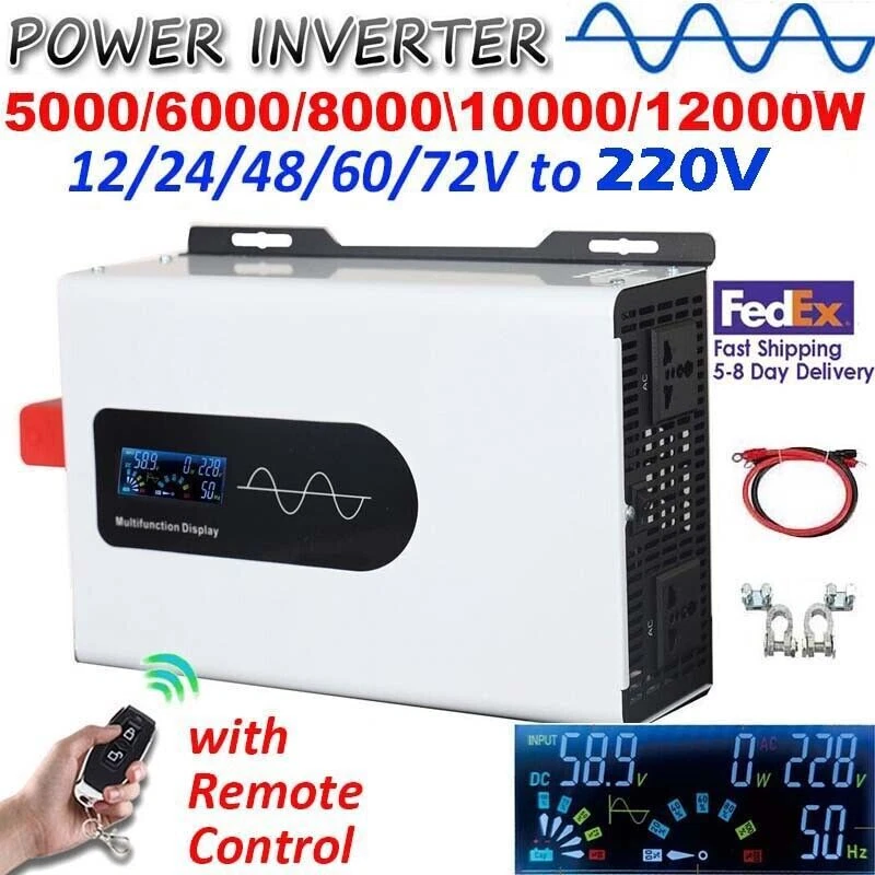 5000W 8000W 12000W Power Pure Sine Wave Solar Inverter 12V 24V 48V 60V to 230V - Image 1 of 4