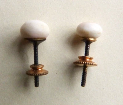 Boucles clous d'oreille dormeuses + perle  earrings Bijou ancien - Photo 1/3