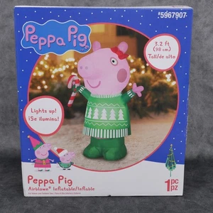 PEPPA PIG 5967907 AIRBLOWN INFLATABLE IN GREEN CHRISTMAS SWEATER 3.2' - Picture 1 of 13