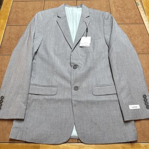 Neu Gr. 18R Calvin Klein Jungen Anzug Jacke Sport Mantel Blazer Grau Modern Fit Neu mit Etikett - Bild 1 von 12