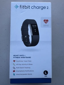Reloj inteligente Fitbit Charge 2 ritmo cardíaco rastreador de actividad física negro grande sellado - Imagen 1 de 5
