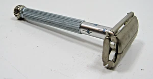 Vintage 1960's Gillette Lady's Starburst Safety Razor Blue Texture Grip#A3-7 - Picture 1 of 9