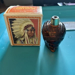 Vintage Avon Indian Chief Head Spicy After Shave Bottle Glass Decanter Empty - Picture 1 of 8