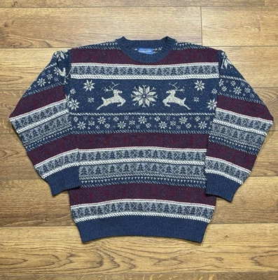 Vintage Pendleton Sweater Men S Wool Blend USA Made Fair Isle Christmas Retro - Image 1 of 4