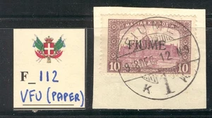 F_112. FIUME. 10 Korona 1918 stamp on paper fragment. Used. Sas 21. - Picture 1 of 1